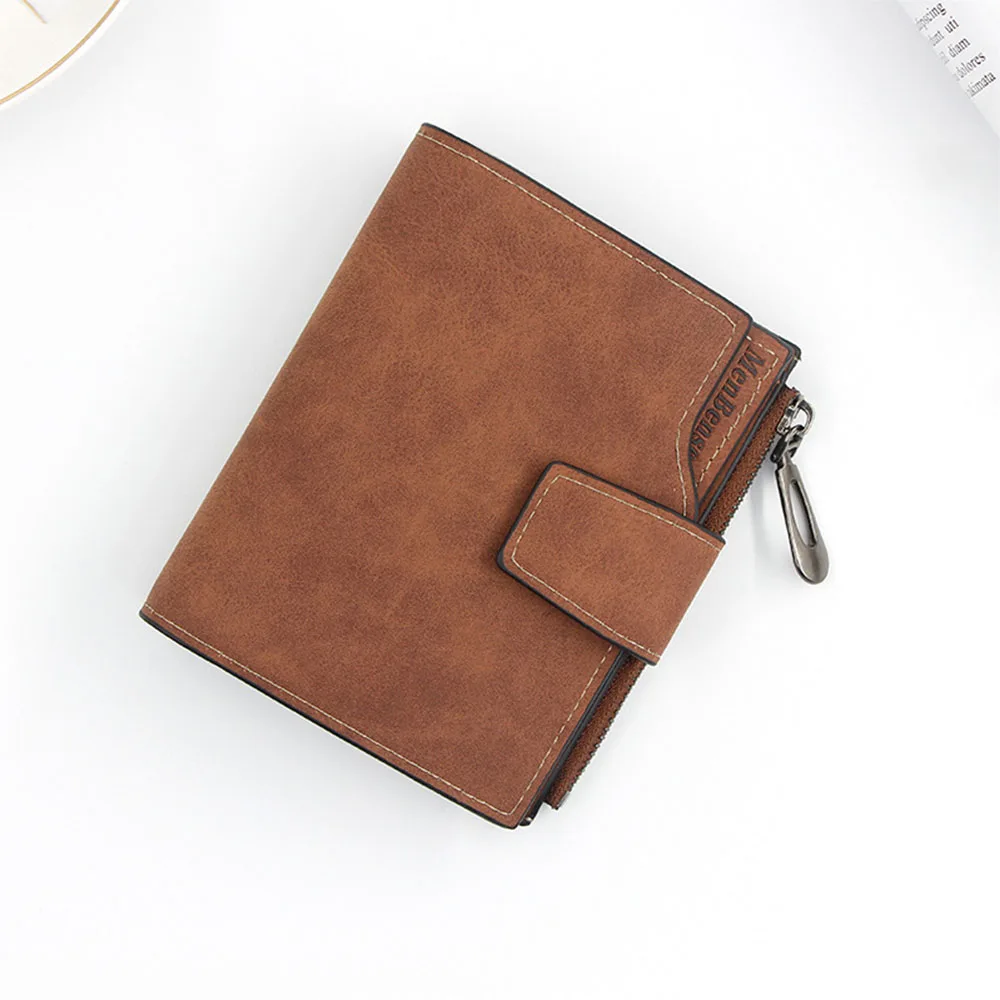 wallet Dark brown Женский кошелек Radean, модный, высокое качество, короткий кошелек, женский кожаный кошелек, маленький, на молнии, с отделением для монет, с пряжкой, треугольный, складной - Цвет: wallet Dark brown