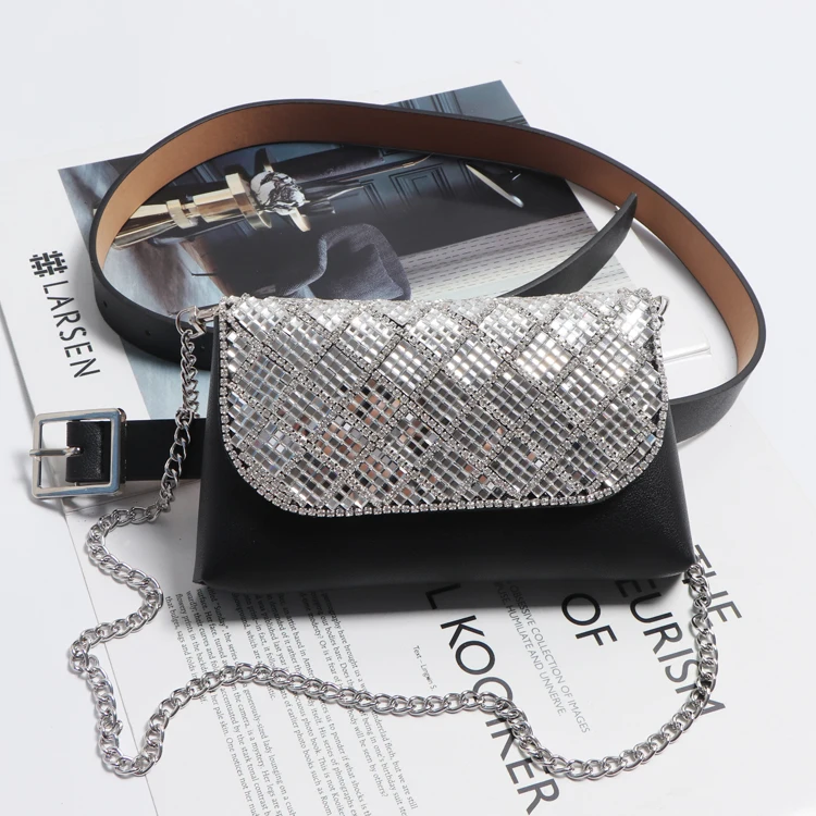 BLINGBLING Украшенные Стразы поясные сумки для женщин Съемный поясной ремень из