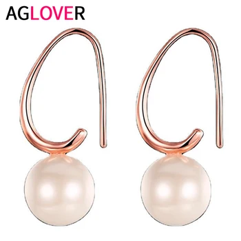 

AGLOVER Natural Freshwater Pearl 925 Sterling Silver Round Earrings For Women Fashion Glamour Wedding Birthday Jewelry