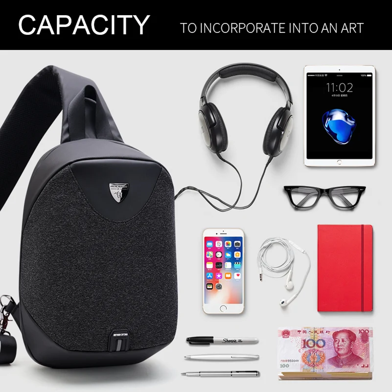 Мужская нагрудная сумка Многофункциональный костюм для 9,7 дюймов ipad Повседневная Водонепроницаемая зарядка через usb короткие сумки через плечо сумка на плечо