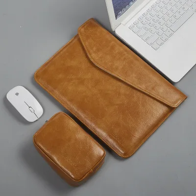 light brown sets Новинка, Ультратонкий чехол для ноутбука из натуральной кожи с магнитной пряжкой, 14 для Macbook Air 13 Pro 15 Touch Bar, чехол для ноутбука - Цвет: light brown sets