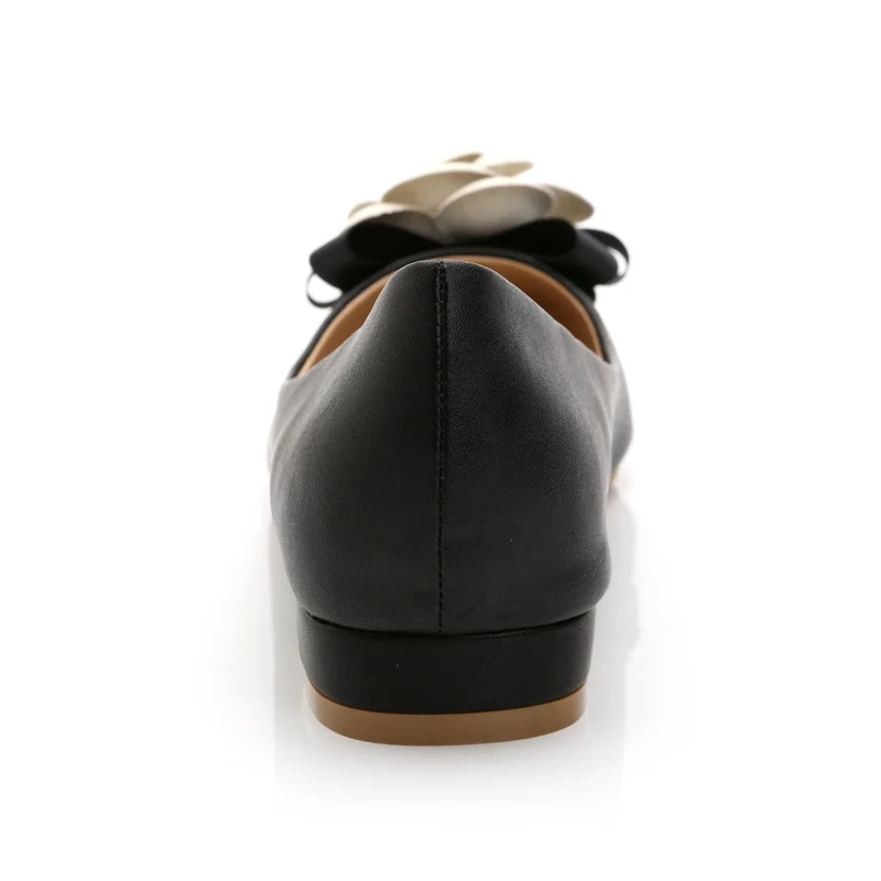 Brand Camellia Flower Shoes Women Leather Flats Ladies Office Dress Shoes Pointy Toe Single Shoes Bride-Maid Women Wedding Shoes 6