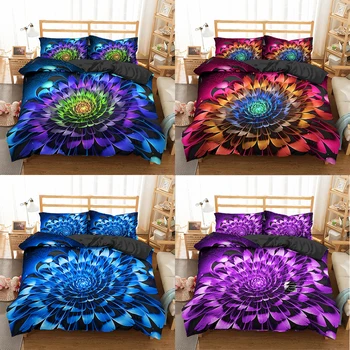 

Homesky Abstract Flower with Textured Petals Bedroom Decor Bedding Set Twin Queen King Size Duvet Cover Pillowcase Bedclothes