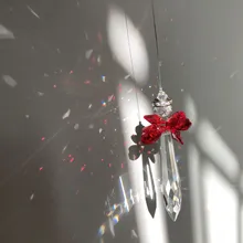 76 мм Хрустальный Ангел-хранитель, Ловец Солнца, Висячие окна, Радужный производитель, призмы, занавески с орнаментами, украшения для сада, рождественской елки