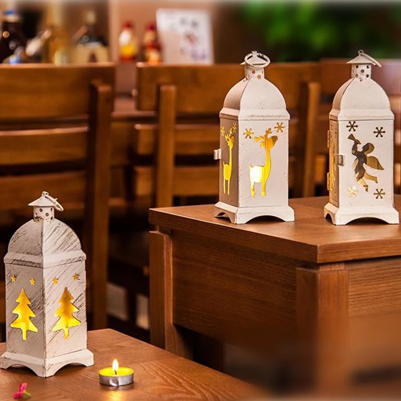 HOT Windproof Candle Holder Ornaments Christmas Lights Candlestick Crafts Home Decor Home Decoration Accessories