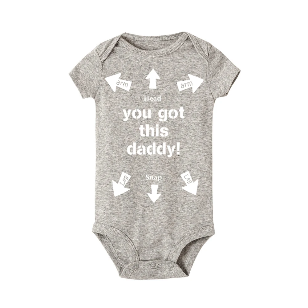 Детские комбинезоны с надписью «You Got This Daddy»; летняя одежда с короткими рукавами для новорожденных; хлопковый комбинезон для маленьких мальчиков и девочек; костюм для подвижных игр - Цвет: R011-SRPGY