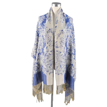 

Warm Winter Soft Floral Pattern Stole Gift Long Shopping Loose Women Shawl Cashmere Scarf Wrap Travel Tassels