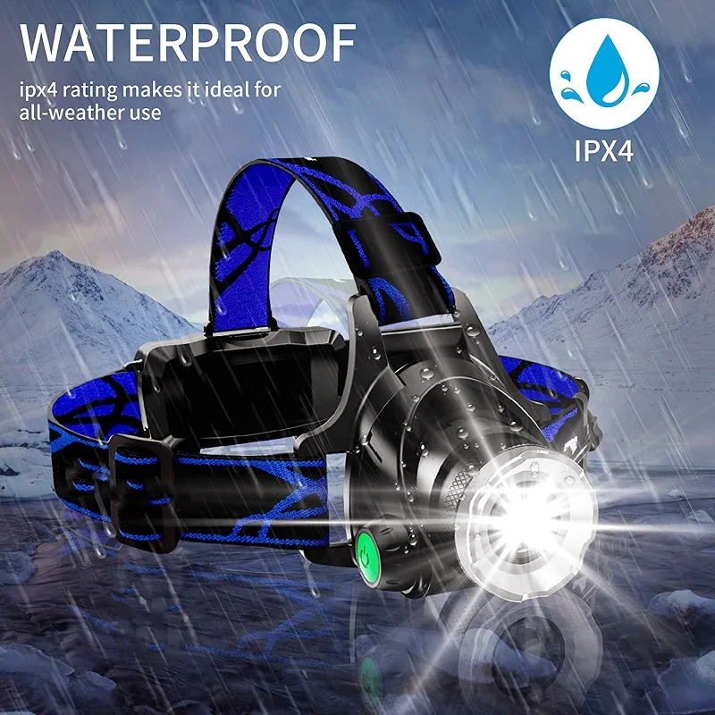 Headlamp Super Bright LED Headlamps bright Headlight Head Torch Flashlight lamp by 18650 battery for Fishing Hunting | Лампы и