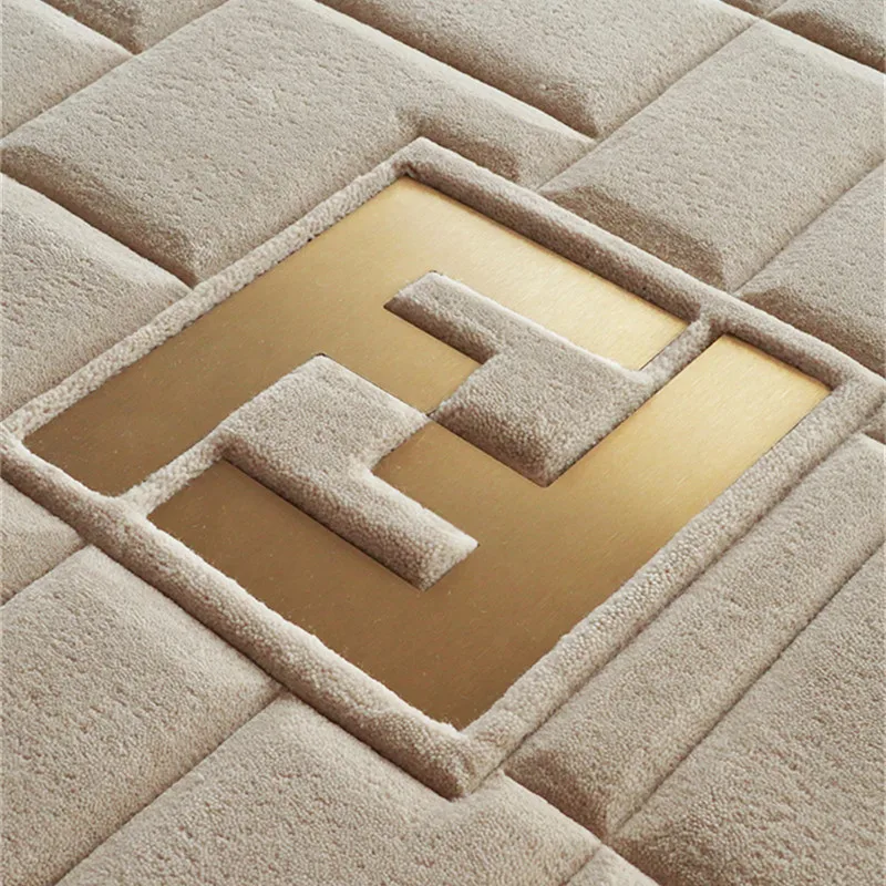 Европейский и американский современный минималистичный ковер для спальни гостиной металлический FF брендовый шерстяной смешанный ковер ручной работы. Настраиваемый - Цвет: cream color