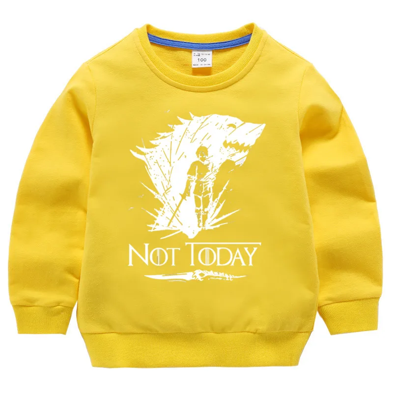 T110A-yellow Детский хлопковый пуловер с принтом «Игра престолов не сегодня» для девочек топы для маленьких мальчиков, осенняя одежда свитшоты для мальчиков - Цвет: T110A-yellow