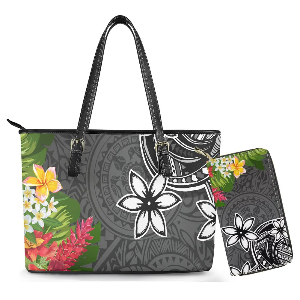 

Cumagical Women Leather Handbag Matching Wallet Purses Women Branded Hand Bag Tribal Polynesian Printed Ladies Shoulder Handbags