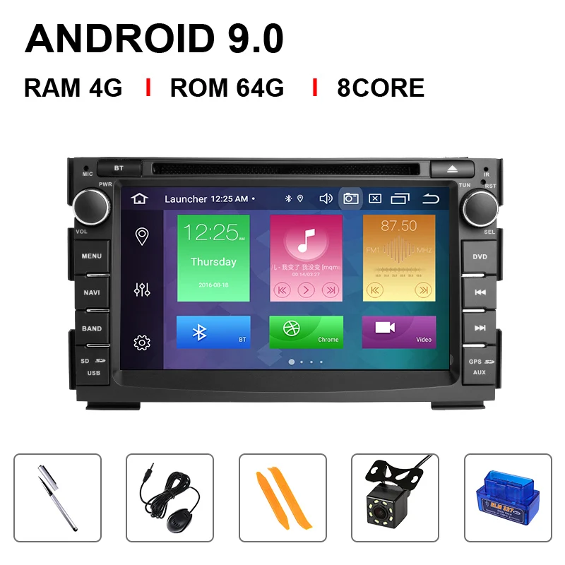 Ips DSP 4G 64 Гб 2 Din Android 9,0 Автомобильный GPS DVD для KIA Ceed 2009 2010 2011 2012 Мультимедиа авто радио навигация головное устройство стерео - Цвет: 8 Core 64ROM OBD Cam