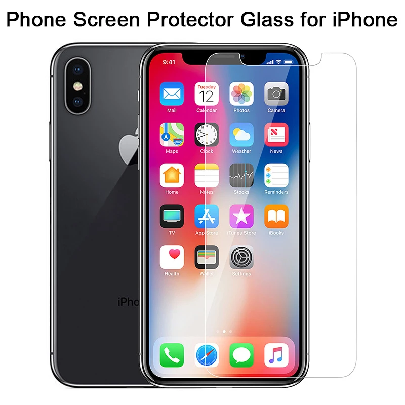 2 шт 9H Жесткий протектор экрана для iPhone X XR XS Max 11 Pro защитное стекло закаленное стекло для iPhone 7 8 6 6S Plus 5 5S SE 4S