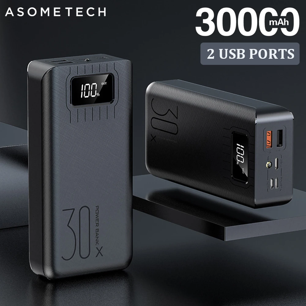 2USB LED Power Bank 30000mAh Портативная зарядка Poverbank упаковка Внешняя батарея Powerbank для iPhone