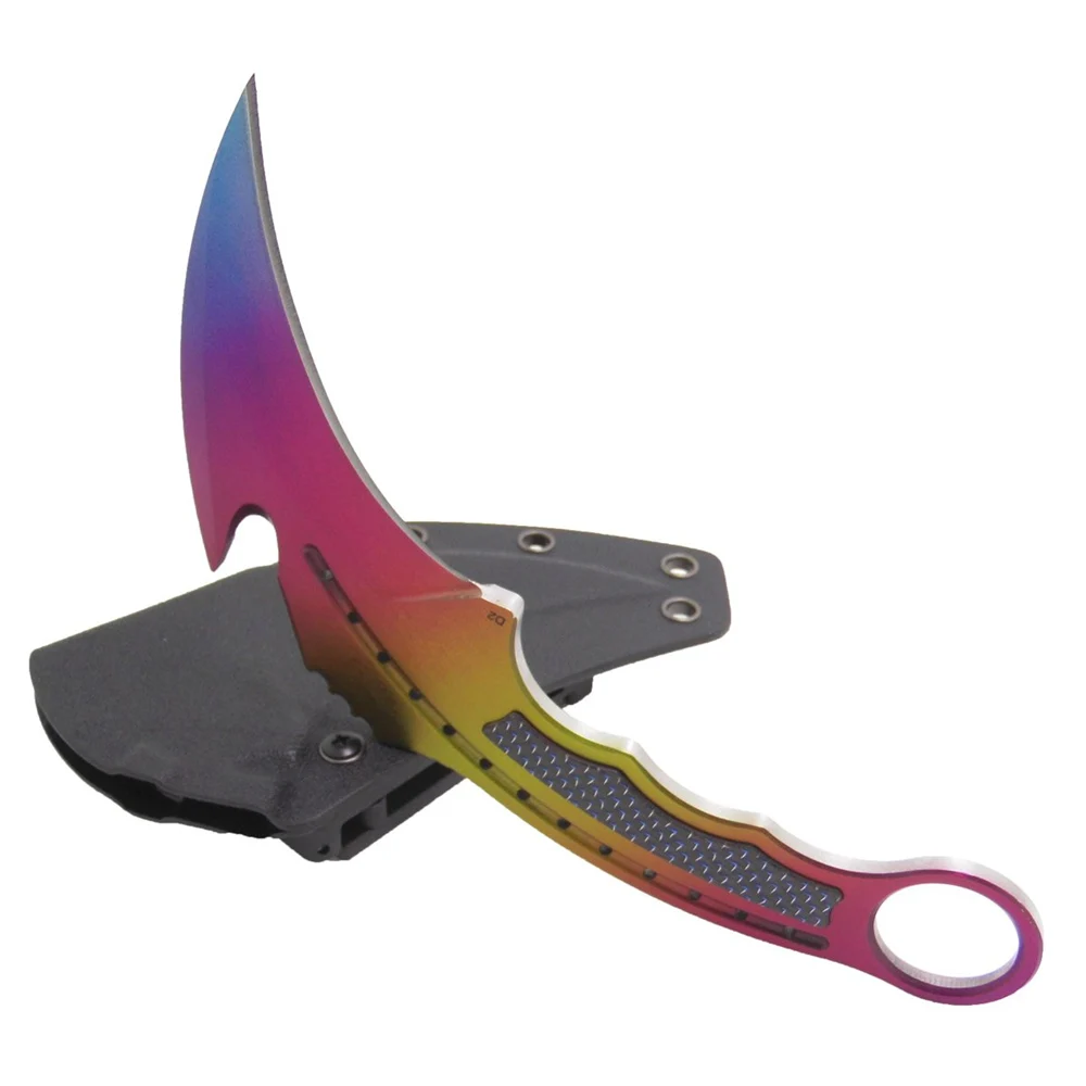Нож MASALONG Kni115, многофункциональные ножи Karambit, инструменты для выживания, походные ножи, Настоящие боевые бои с K оболочкой - Цвет: rainbow