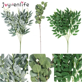 

1pcs Artificial Plants Silk Foliage Eucalyptus Leaf Wedding Decoration Birthday Party Living Room Decor Fake Green Plant Leaf