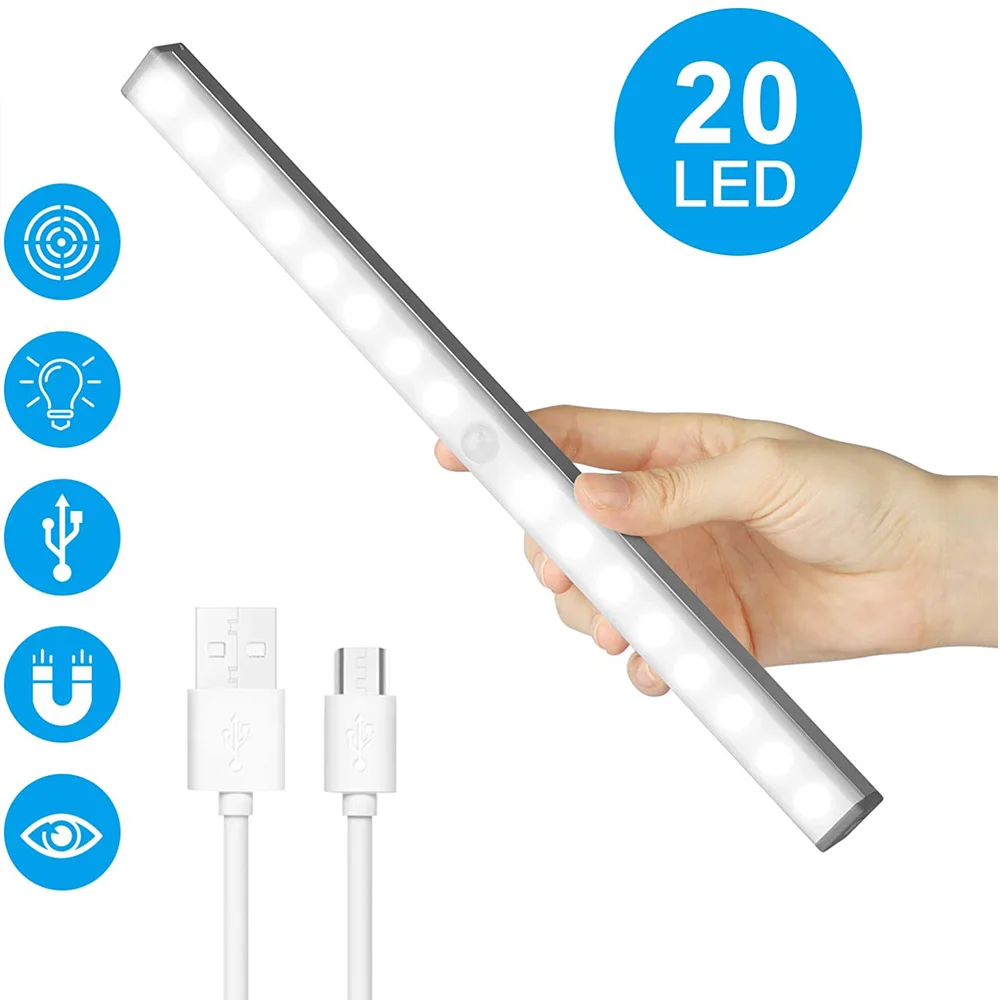 

20 LED Rechargeable Motion Sensor Closet Light, Wireless Night LightsUnder Cabinet Lighting for Counter Wardrobe Kitchen