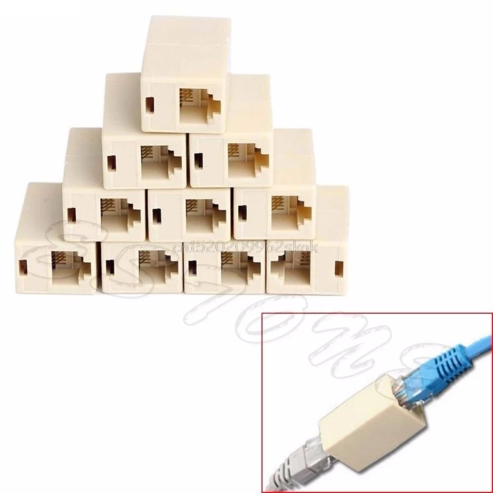10pcs RJ45 CAT5 Coupler Plug Network LAN Cable Extender Connector Adapter