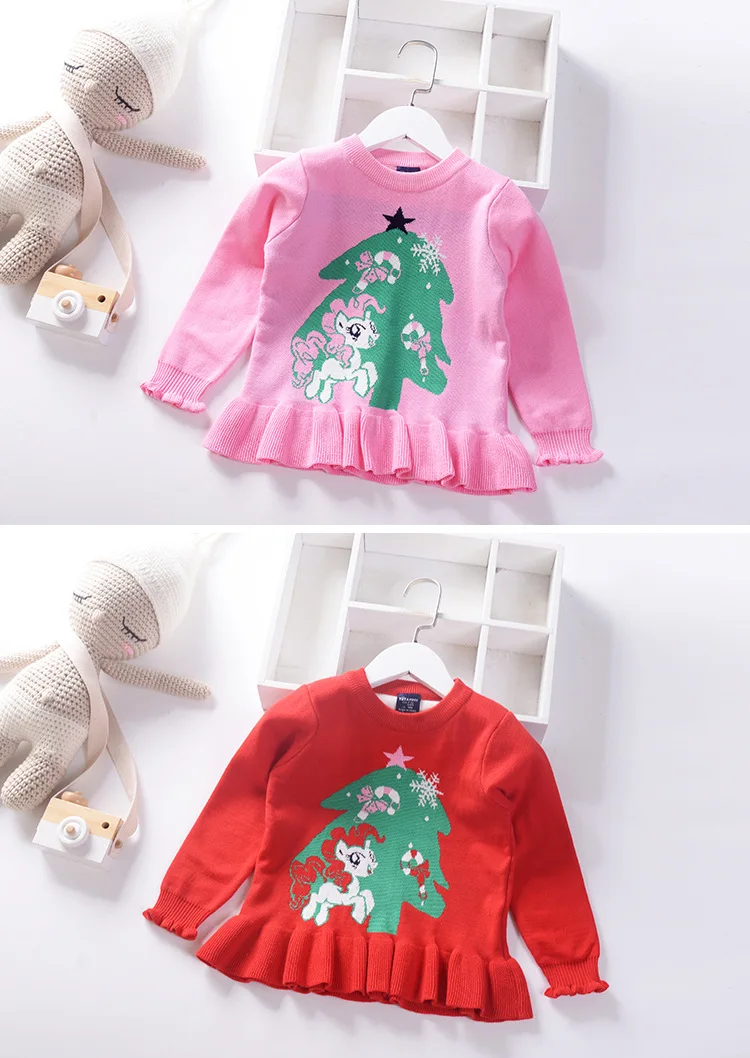 Г. Осенне-зимний стильный двухслойный свитер для девочек европейский и американский стиль, Детский Рождественский свитер с деревом