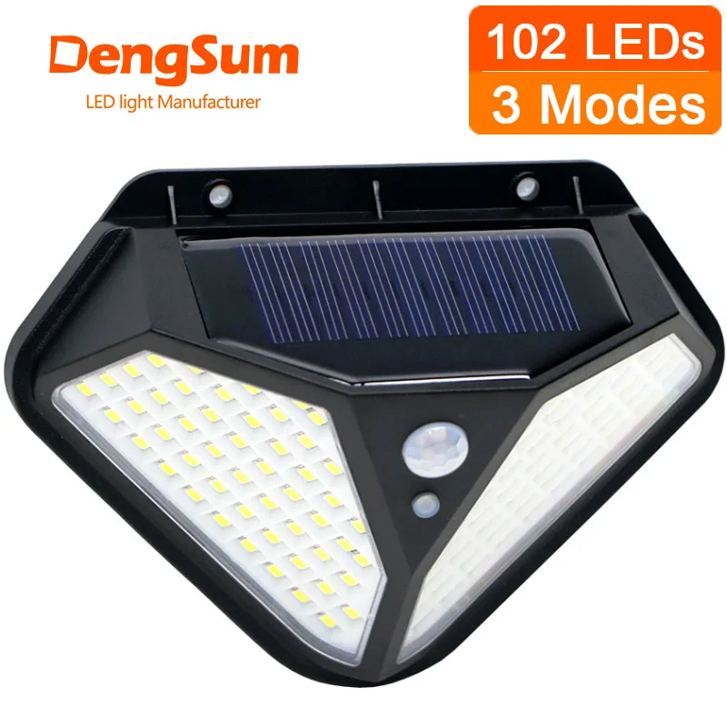 2 стороны 102LED PIR датчик движения Солнечная энергия уличная лампа 3 светильник ing