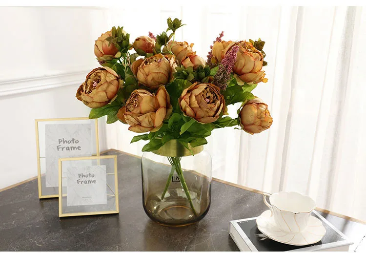 1Bunch European Artificial Peony Decorative Party Silk fake Flowers Peonies For Home Hotel decor DIY Wedding Decoration wreath