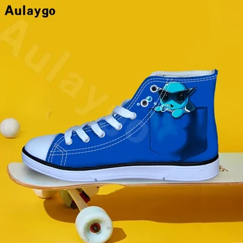 

Aulaygo Pocket Pokemon Anime Shoes Cosplay Kawaii Girl Adult Students Boys Casual Breathable High-top Canvas Sport Comfort Shoes