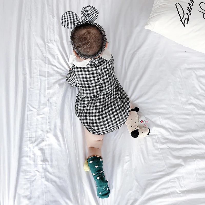 plaid sunsuit baby girls clothes outfits playsuit bow headband kids infant baby rompers cotton summer jumpsuit toddler garment