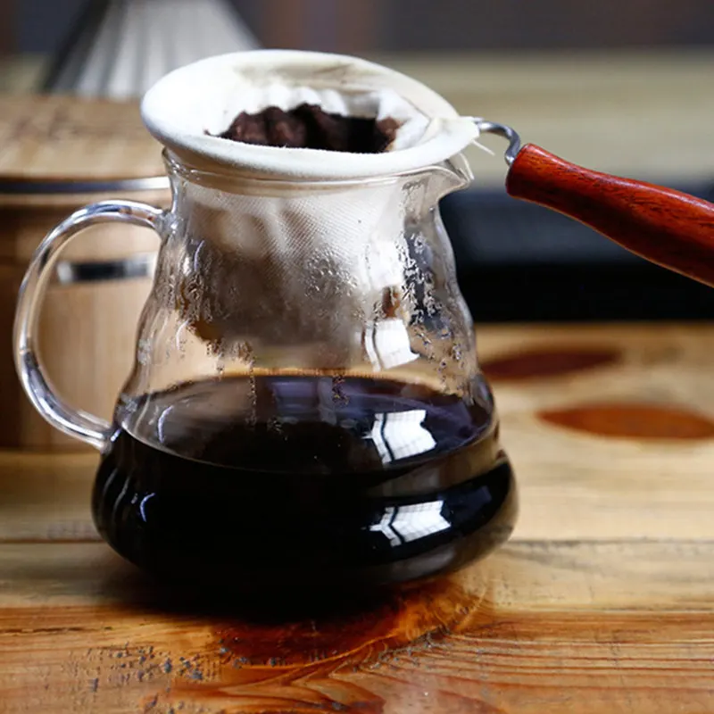 

Reusable Coffee filter bag Handle Flannel Cloth Mesh Basket Tool Strainer Dropping Pot Mesh Coffee Tools Tea Filter Baking tools