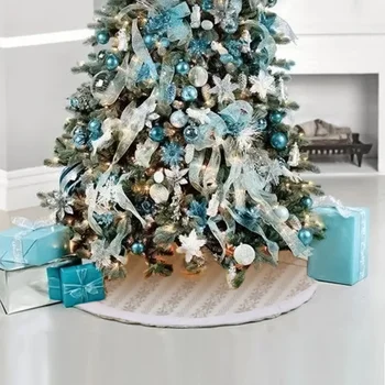 

Christmas Snowflake Tree Skirt Christmas Tree Decorations Double-layer Warm Design Easy to Install and Recycle Cotton 122cm