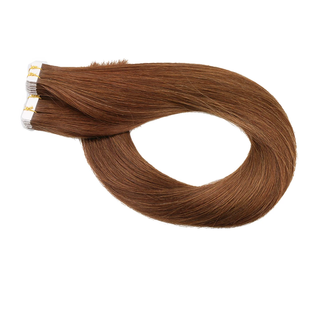 Toysww Tape In Human Hair Extensions Straight 4# Brown Tape In Extensions 40pcs Remy Tape In Hair Extensions Salon Style (6)