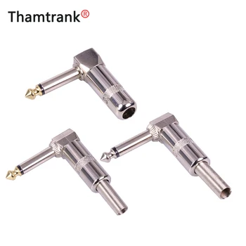 

10pcs Right Angle 6.35mm Jack Microphone plug Speaker Assembly 6.3mm mono Nickle plated Audio Plug Spring Wire Connector