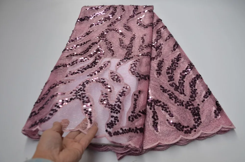 Latest African Organza Lace Fabric High Quality Nigerian Lace Fabric With Sequins Organza Lace Fabric