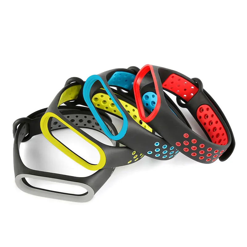 Ремешок силиконовый TEZER для Xiaomi Mi Band 3 4 Воздухопроницаемый сменный Браслет M3 M4 Plus