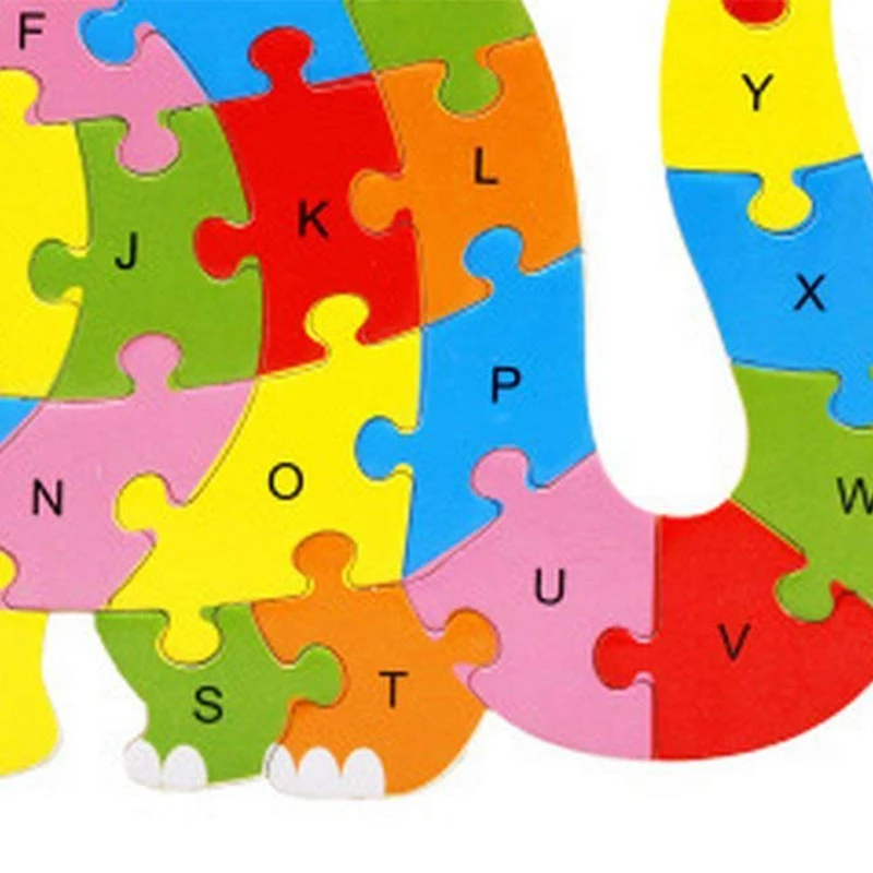 Alphabet Puzzle 3D Wood Child Educational Games Animals Dinosaur Toy Gift