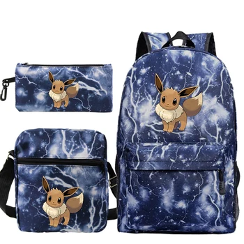 

2020 Fashion Eevee 3pcs/set School Bags for Teenager Boys Girls Bagpack Women Men Mochila Backpacks