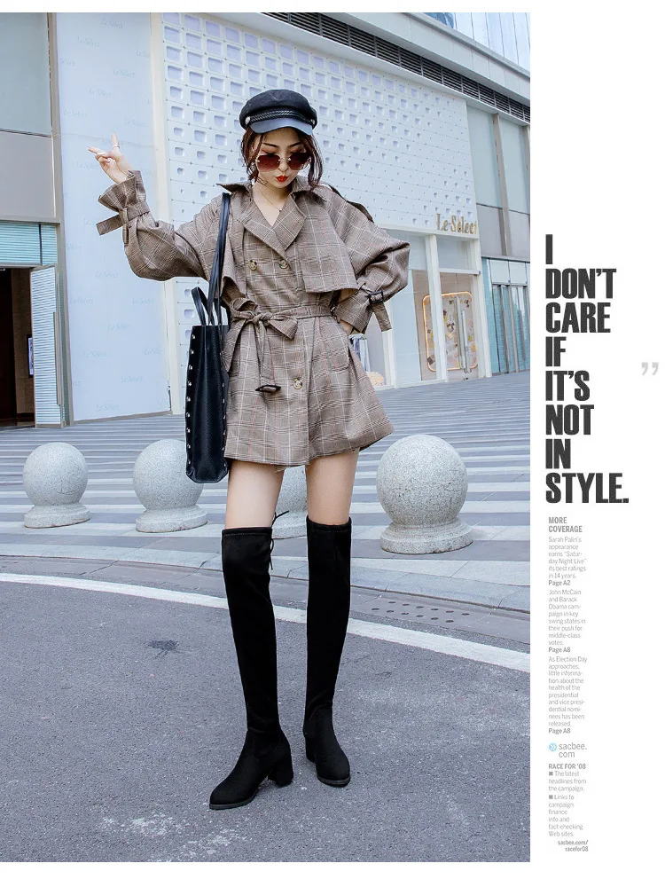 Winter Over The Knee Boots Women Stretch Fabric Thigh High Sexy Woman Shoes