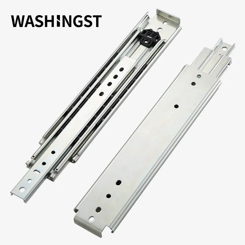 WASHINGST Heavy Duty Drawer Slides Full Extension Ball Bearing Industrial Drawer Slides 3 Section Drawer Tracks 76mm