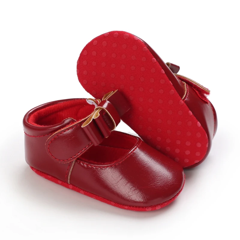 Baby Spring And Autumn Style Lovely Bow Solid Color Soft Sole Princess Shoes 0-18 Months Newborn Baby Casual Walking Shoes