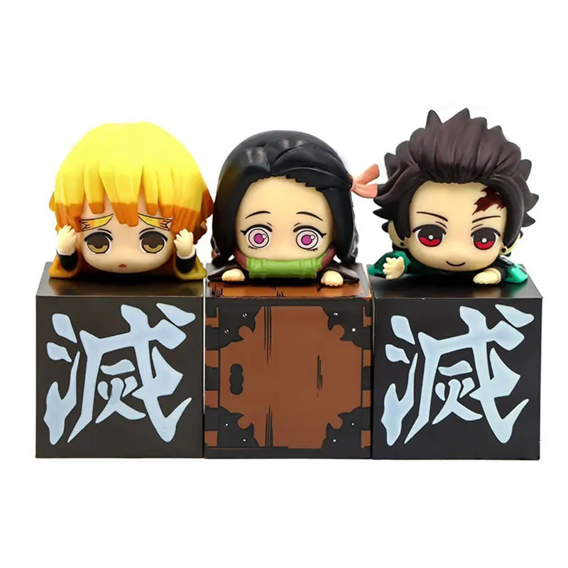 Demon Slayer Kamado Tanjirou Kamado Nezuko Agatsuma Zenitsu Toys Action Figures Anime Kimetsu no Yaiba PVC Figurine Model 3pcs