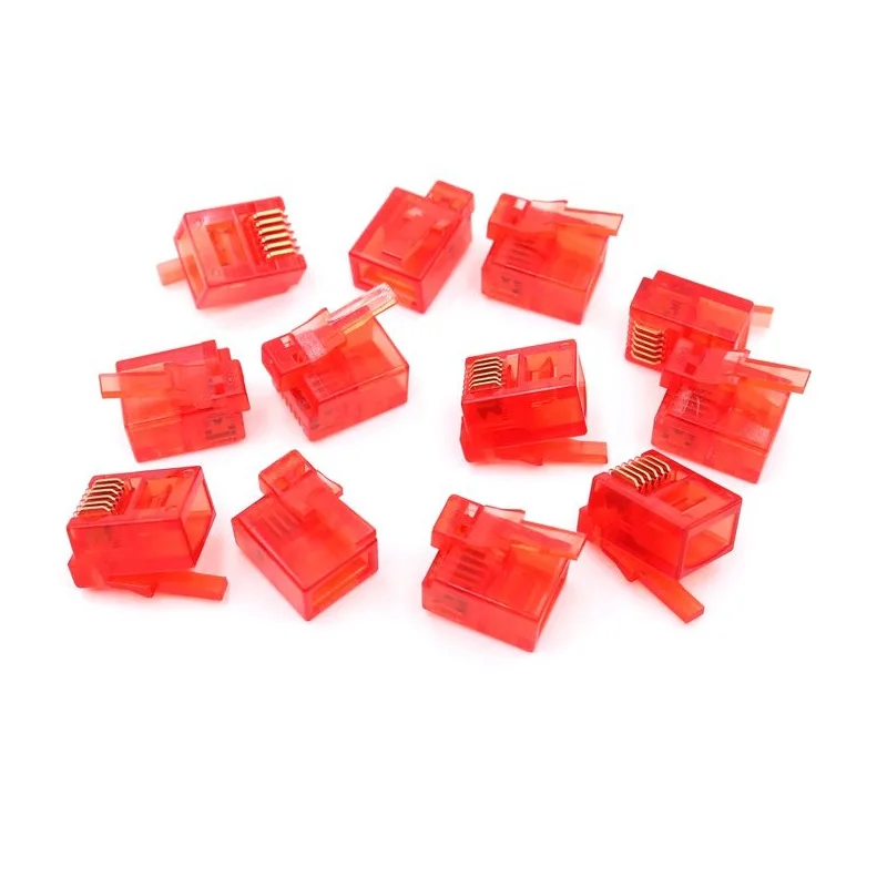 1000PCS/lot Colorful 6P6C RJ12 Connector Right Buckle Crystal Head DIY EV3 NXT Cable Plug