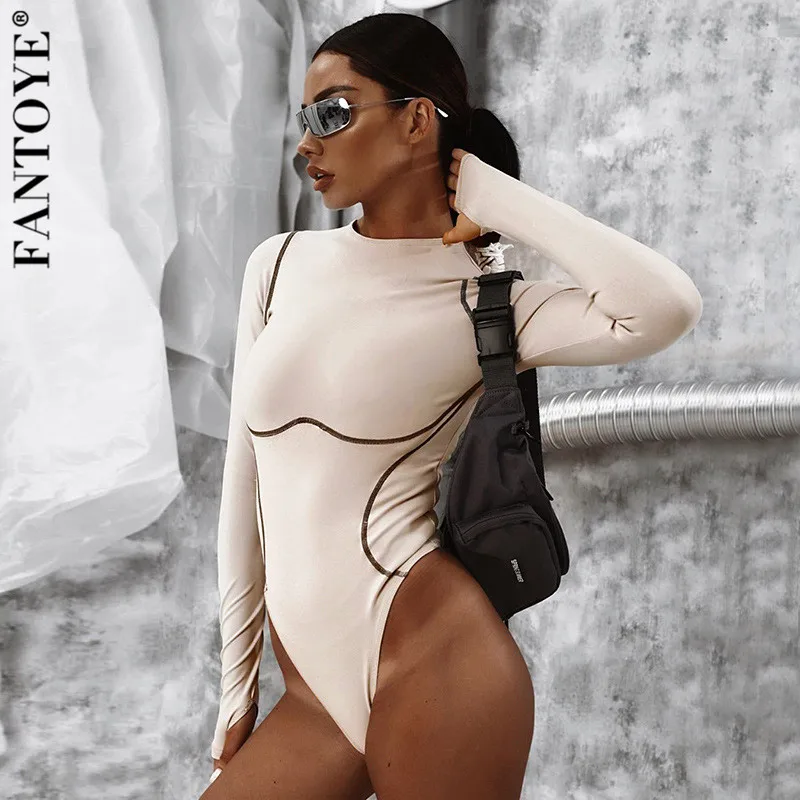Fantoye Sexy Long Sleeve Bodysuits Women Striped 2019 Autumn Basic Bodycon Jumpsuits Rompers Khaki Elastic Casual Bodysuit Tops Fantoye Sexy Long Sleeve Bodysuits Women Striped 2019 Autumn Basic Bodycon Jumpsuits Rompers Khaki Elastic Casual Bodysuit Tops