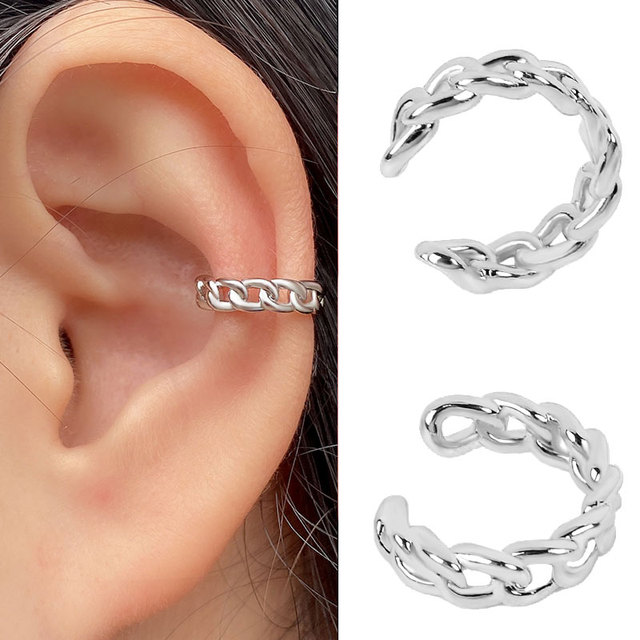 Earrings Without Ear Hole Star Wrap Clip On Earrings Earcuff for Women Chain Hollow Ear Cuff  Fake Earring Piercing