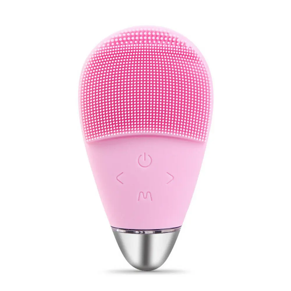 Pink 3 в 1 электрическая силиконовая щётка для умывания лица, звуковая Очищающая щетка для лица, Вибрационный массажер для глаз, темные круги, удаляющая Антивозрастной - Цвет: Pink