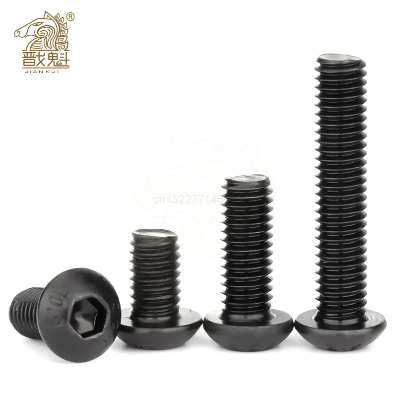 10-50pcs/lot ISO7380 Hex Screw M2 M2.5 M3 M4 M5 M6 M8 Black Button Head Hex Socket Cap Screw Hexagon Socket Round Head Screws