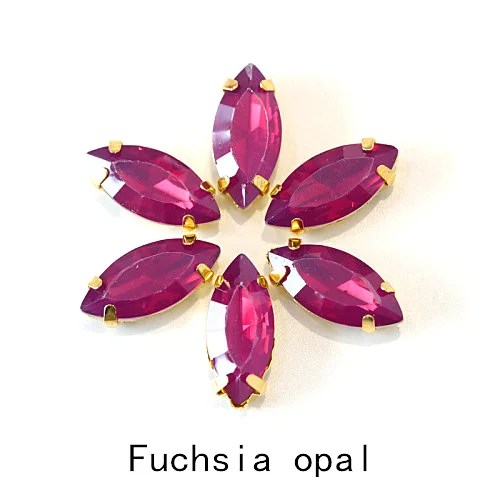 Fuchsia Opal 7x15 мм 20 шт конский глаз опал Смола пришить стразы с коготь стразы пришить на коготь стразы для шитья из стразов для одежды B3466 - Цвет: Fuchsia Opal