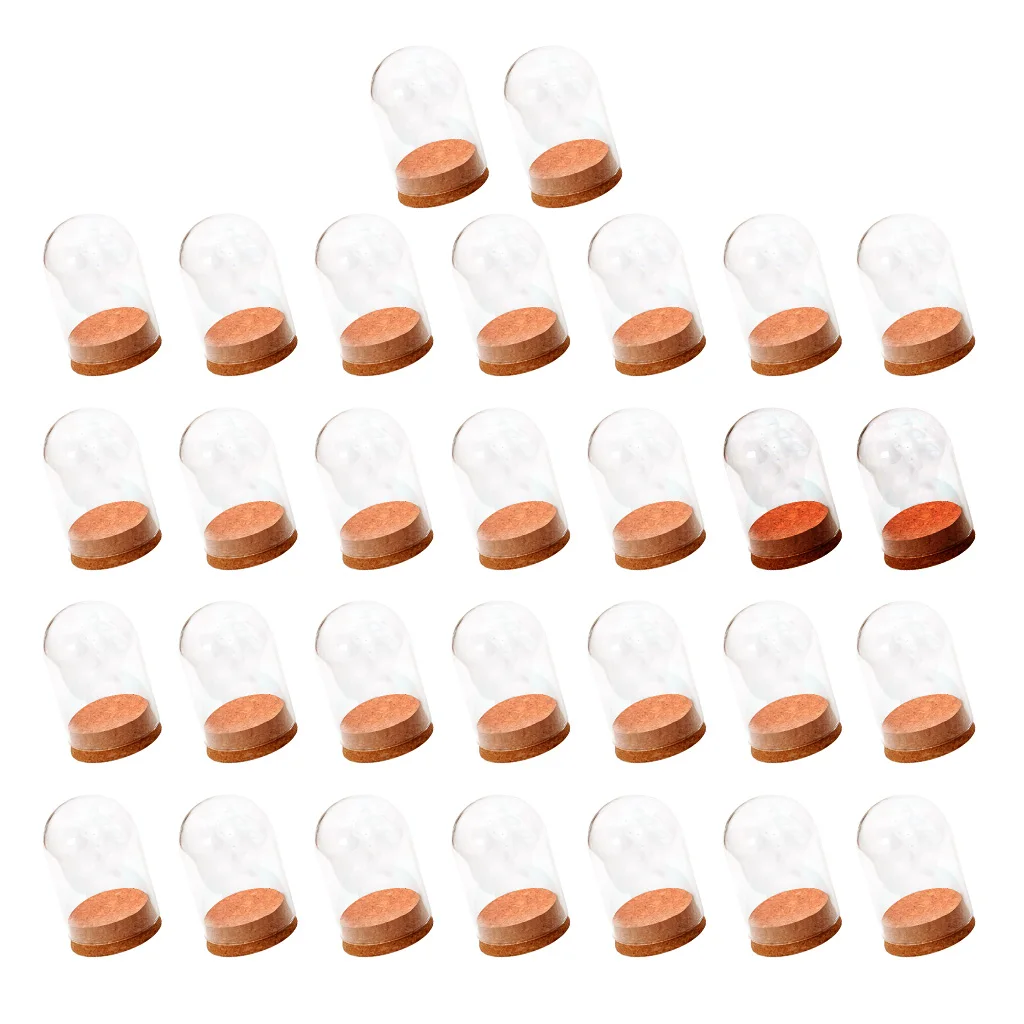 30pcs Clear Glass Dome Cover Home Glass Dome Display Jar Cover Shield Shade with Wooden Cork Table Centerpieces Home Cafe Decor