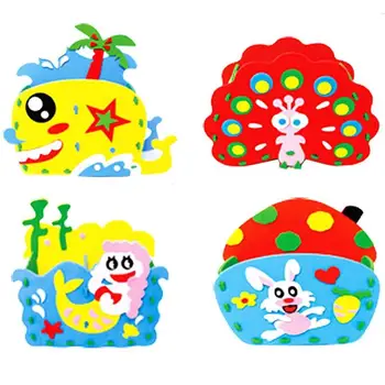 

EVA Handmade Pen Vase Pencil Pot Exercise Image Thinking Ability Creative Lovely Cartoon Paste DIY 3D Sticker Random