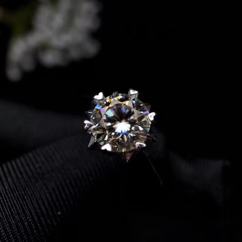 Классическое серебряное кольцо Moissanite для помолвки 2ct VVS Grade из серебра 925 пробы