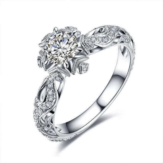 Diamond Rings For Women Zircon Charms Bridal White Gold Engagement Promise Ring Trendy Korean Marriage Jewelry Wholesale