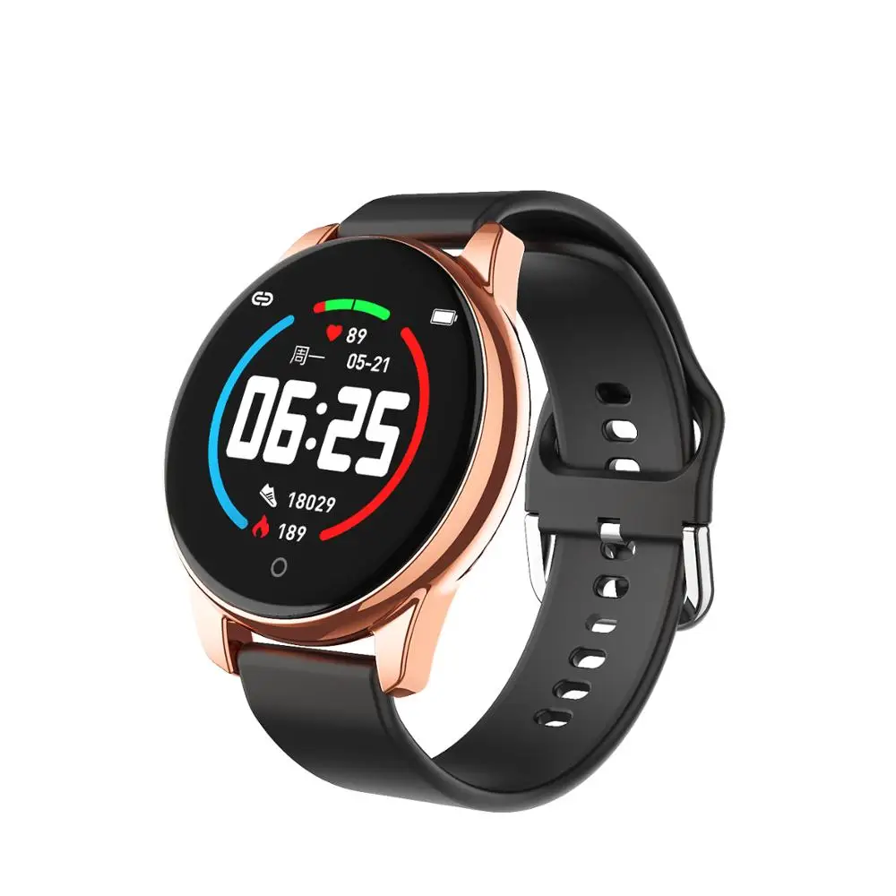 SENBONO, мужские умные часы, спортивные, шагомер, Смарт-часы, фитнес-трекер, монитор сердечного ритма, женские часы, умные часы для Android IOS - Цвет: Gold rubber